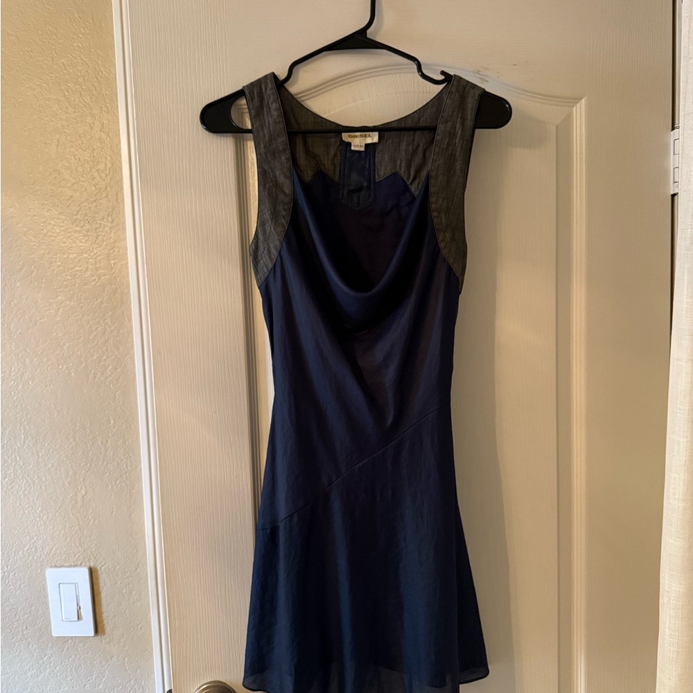 Vintage Diesel Navy Sleeveless Cowl Neck Mini Dress